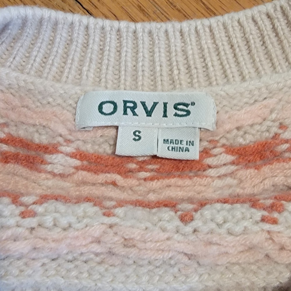 Orvis Fair Isle Nordic Crewneck‎ Sweater Women's Size Small Wool Cashmere Blend - Picture 4 of 7